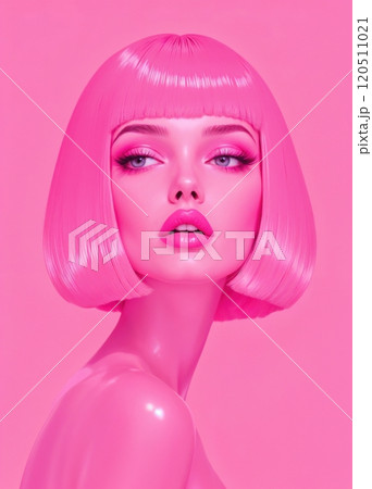 The girl has pink hair. 120511021