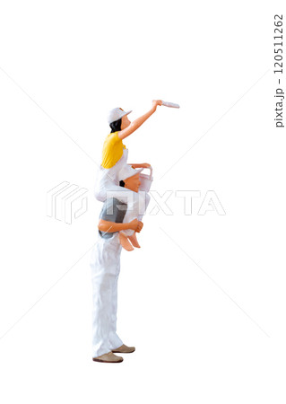 Miniature figurine of two painters isolated on white background with clipping path Miniature figurine of two painters isolated on white background with clipping path 120511262