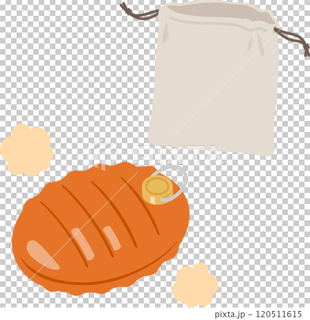 銅製の湯たんぽと巾着袋 120511615