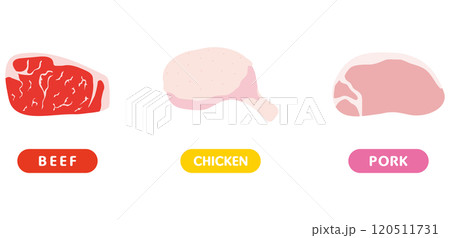 牛鶏豚の生肉イラストセット 120511731