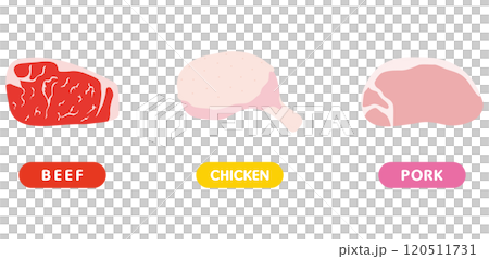 牛鶏豚の生肉イラストセット 120511731