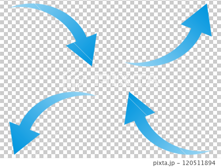 Blue gradient curved arrow illustration set Blue gradient curved arrow illustration set 120511894