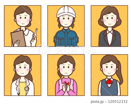 女性の色々な職業アイコン 120512152
