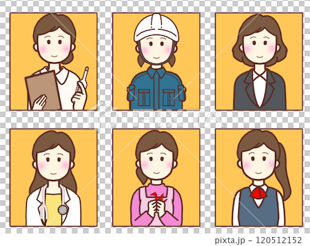 女性の色々な職業アイコン 120512152