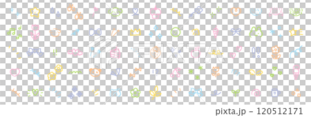 A vector illustration set of hand-drawn decorative illustrations. Hand-drawn, focused lines, attention, stars, hearts, fruits, ribbons 120512171