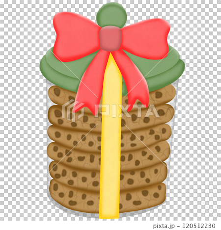 Jar of cookies tied with a red bow, a sweet Christmas decoration. 120512230