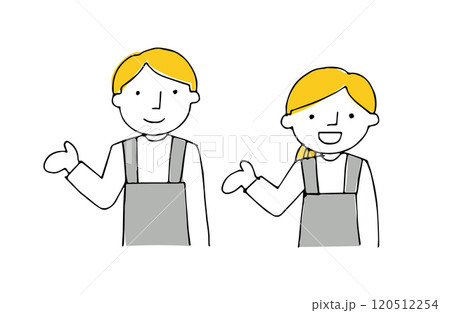 カフェやレストランの店員男女 120512254