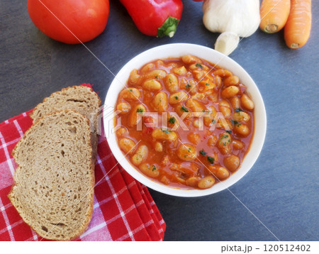 Tasty baked beans on tomato sauce Tasty baked beans on tomato sauce 120512402