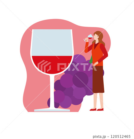 赤ワインを飲む女性 120512465
