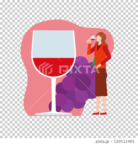 赤ワインを飲む女性 120512465