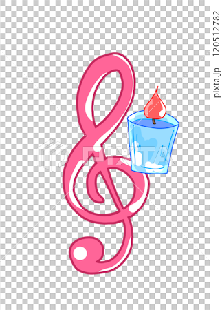 かわいいキャンドルとト音記号 かわいいキャンドルとト音記号 120512782