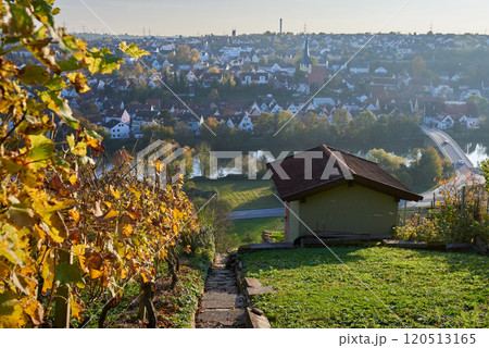 A Scenic and Beautiful Autumn View Over a Charming and Idyllic Town in the Countryside A Scenic and Beautiful Autumn View Over a Charming and Idyllic Town in the Countryside 120513165