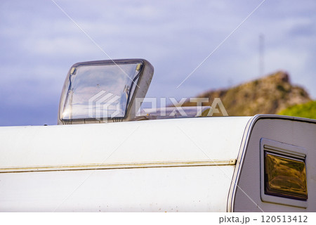 Sunroof, raisable window on roof top of caravan 120513412