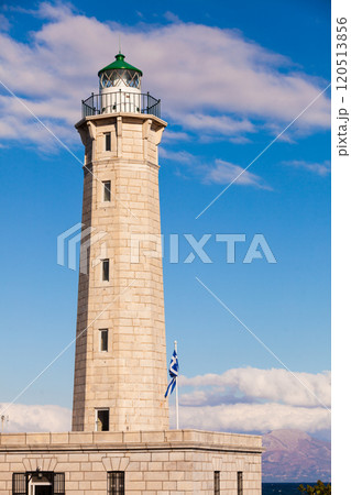 Lighthouse near Gythio against blue sky Lighthouse near Gythio against blue sky 120513856