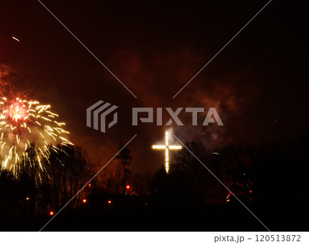 Colorful fireworks at holiday night Colorful fireworks at holiday night 120513872