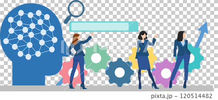 使用 AI 的女商人的插圖 使用 AI 的女商人的插圖 120514482