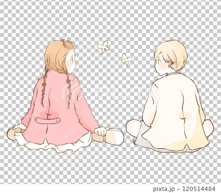 蝴蝶和兩個孩子 120514484