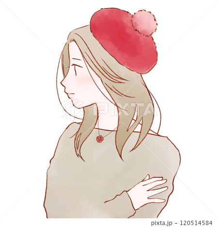 ベレー帽の女性のイラスト素材 [120514584] - PIXTA