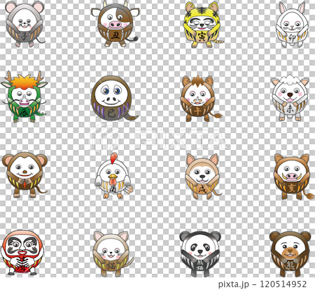 Zodiac and other animal darumas 120514952