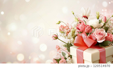 華やかなプレゼントギフト背景 120514970