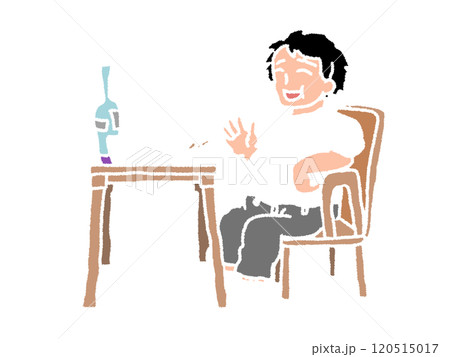 鉛筆画風のお腹いっぱい食べた人のイラスト 鉛筆画風のお腹いっぱい食べた人のイラスト 120515017