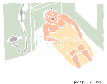 鉛筆画風のお風呂でリラックスする人のイラスト 120515019