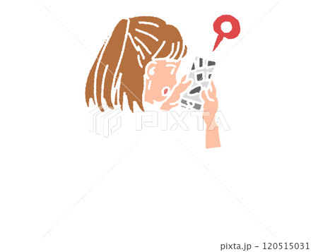 鉛筆画風のスマホで地図アプリを見るのイラスト 120515031
