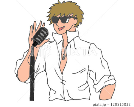 鉛筆画風のミュージシャンのイラスト 120515032