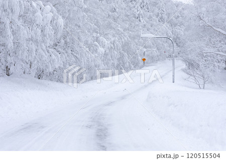 【北海道】冬山の道路 120515504