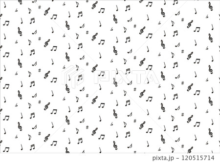 黒い木製の小さな音符が敷き詰められた音楽の模様 黒い木製の小さな音符が敷き詰められた音楽の模様 120515714