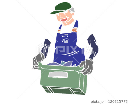 鉛筆画風の魚屋さんのイラスト 120515775