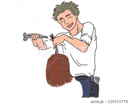 鉛筆画風の美容師さんのイラスト 120515778