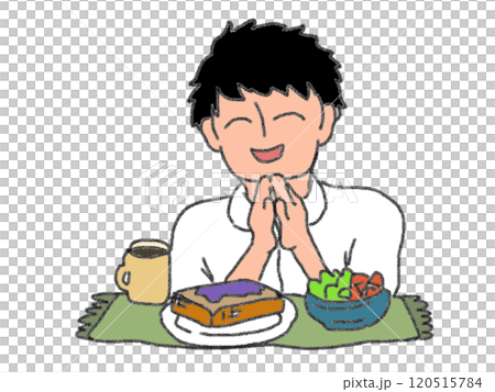 一個人用鉛筆繪畫風格做 itadakimasu 的插圖 一個人用鉛筆繪畫風格做 itadakimasu 的插圖 120515784