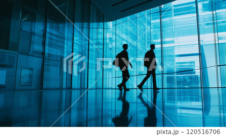モダンなガラス建築と歩くビジネスパーソンの. 120516706