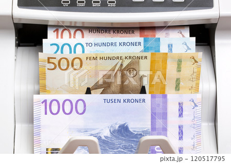 Norwegian crown in the counting machine Norwegian crown in the counting machine 120517795