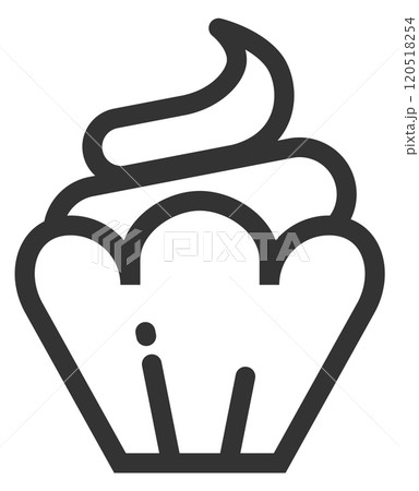Cupcake with cream swirl line icon. Sweet pastry symbol 120518254