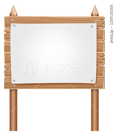Wooden billboard realistic mockup. Blank square board 120518303