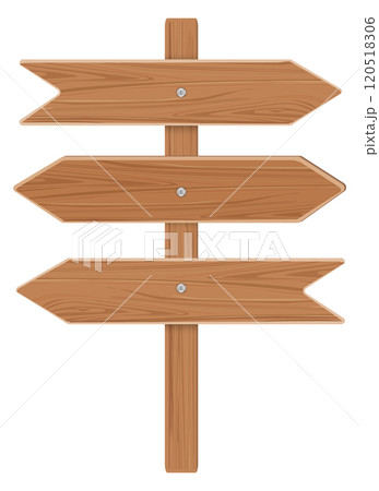 Direction signboard with realistic wood texture. Vintage post 120518306