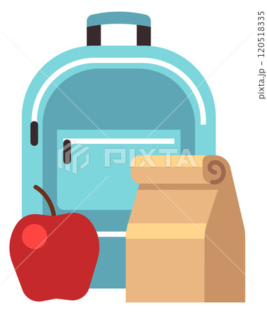 School food bag. Takeaway lunch for kid color icon School food bag. Takeaway lunch for kid color icon 120518335