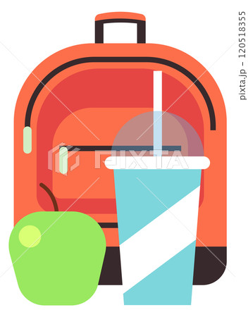 School kid lunch color icon. Backpack with food 120518355