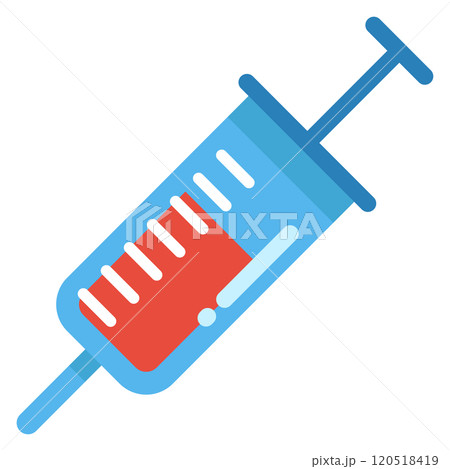 Blood sample syringe color icon. Medical analysis Blood sample syringe color icon. Medical analysis 120518419