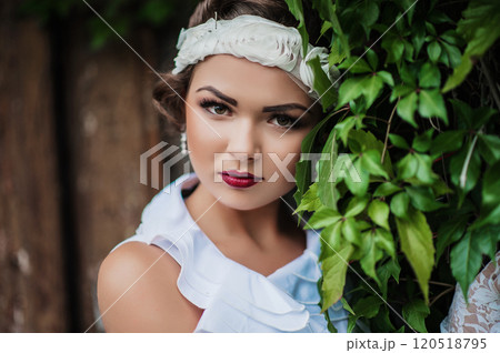 Girl In High Fashion Autumn Clothing Posing Outdoors. 120518795