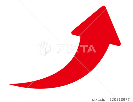 ビジネス資料に役立つ右上に上昇する赤い矢印のイラスト ビジネス資料に役立つ右上に上昇する赤い矢印のイラスト 120518977