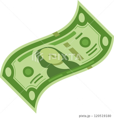 Stylized illustration of a one hundred dollar bill is waving gently against a clean white backdrop, creating a dynamic visual representation of currency and finance 120519180