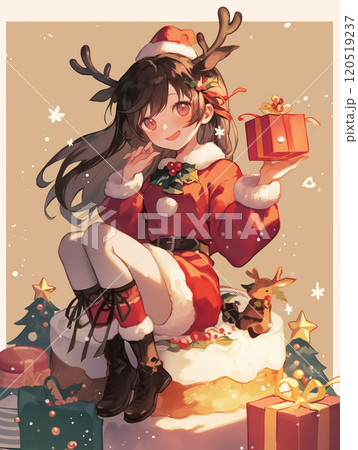 クリスマスにかわいい女の子とプレゼント クリスマスにかわいい女の子とプレゼント 120519237