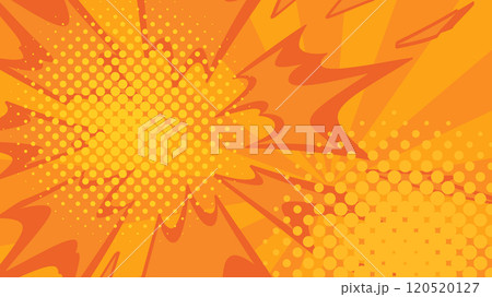 アメコミ風_シンプルな爆発のエフェクトの背景_オレンジ_16:9 120520127