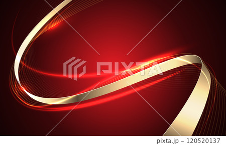 Abstract gold ribbon luxury wave curve on red design modern creative background vector 120520137