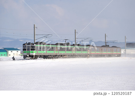札沼線 石狩当別ー石狩太美 JR北海道 721系 F-2107編成(札幌) 札沼線 石狩当別ー石狩太美 JR北海道 721系 F-2107編成(札幌) 120520187