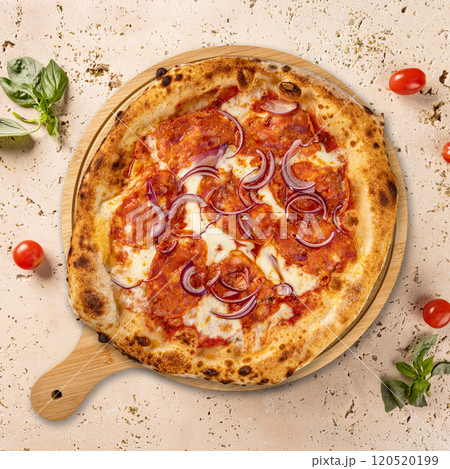 Delicious pizza with pepperoni, 120520199
