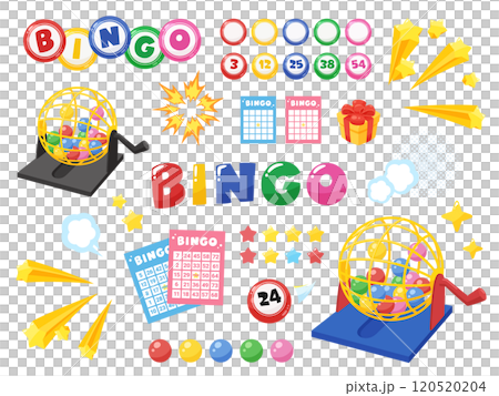 かわいいビンゴゲームのイラスト素材セット 120520204